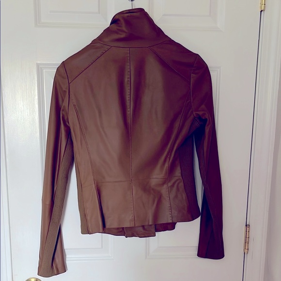 Vince Brown Leather Women's Jacket - Picture 4 of 9